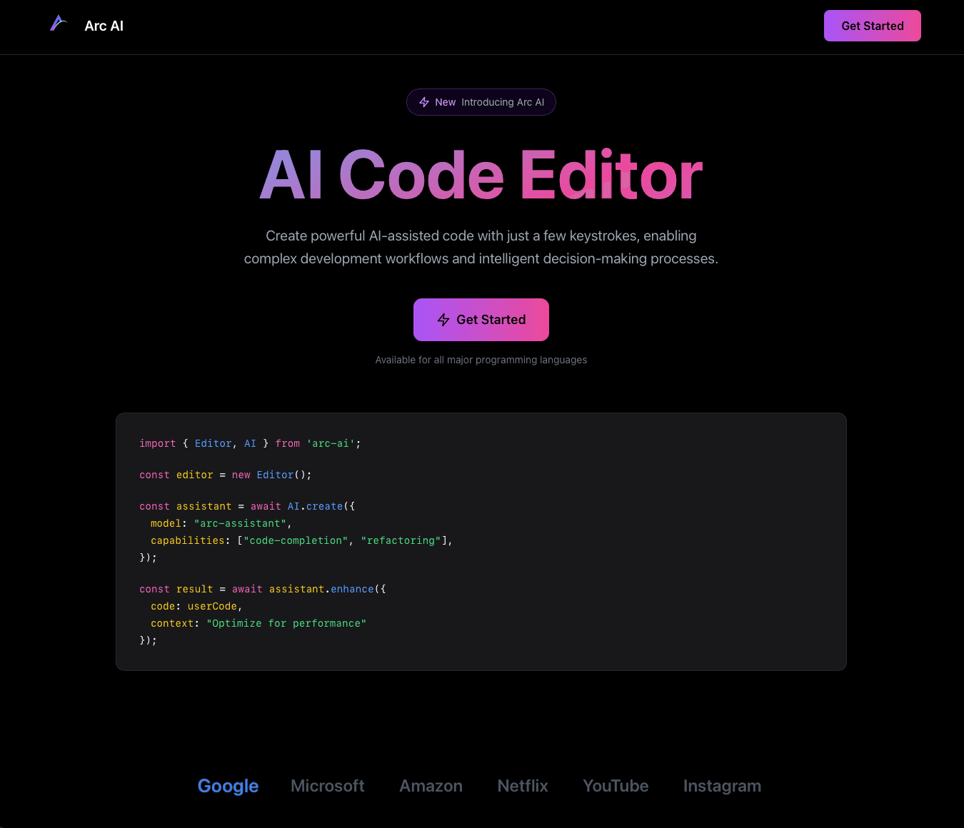 Arc AI interface