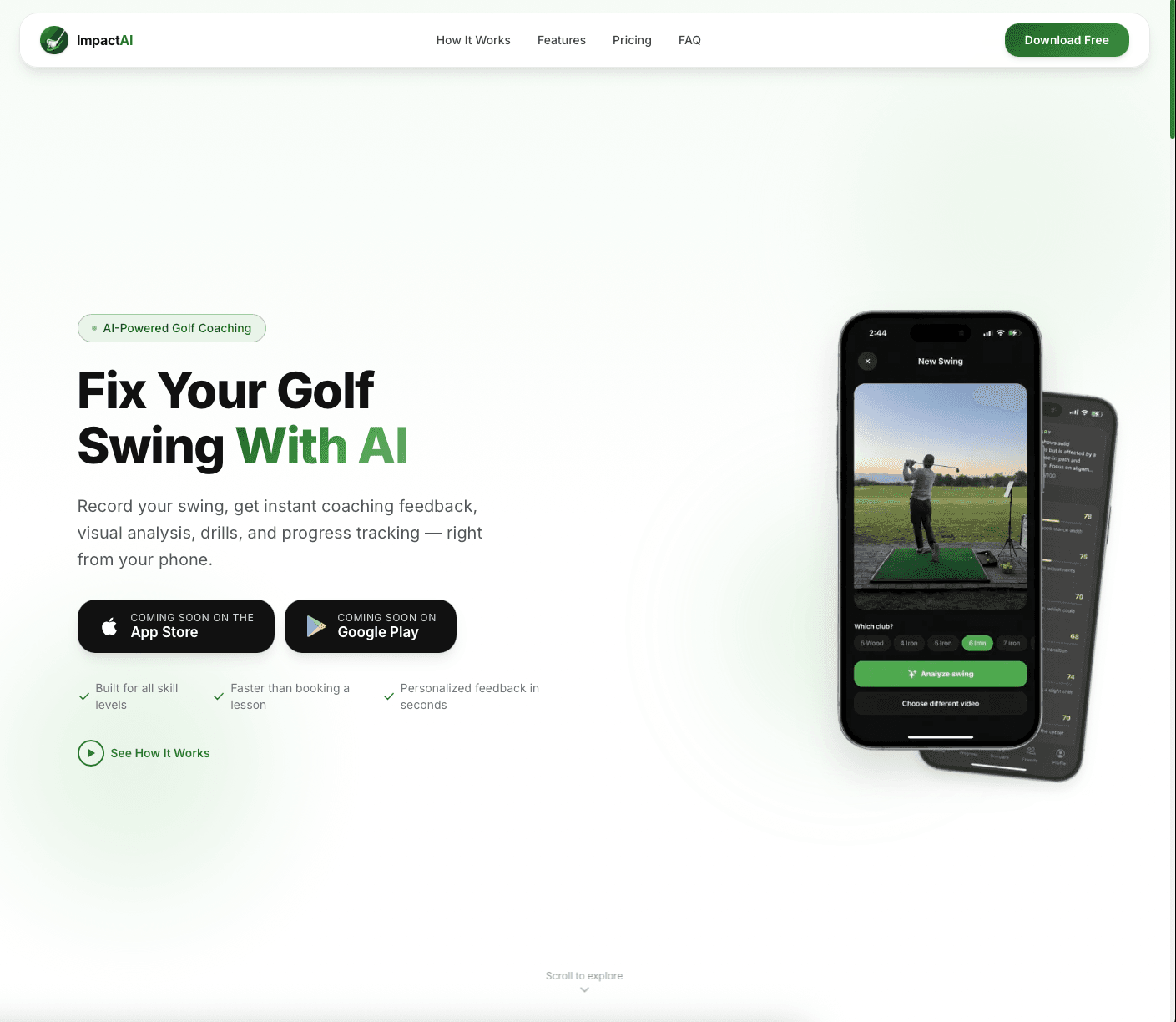 ImpactAI golf swing analyzer