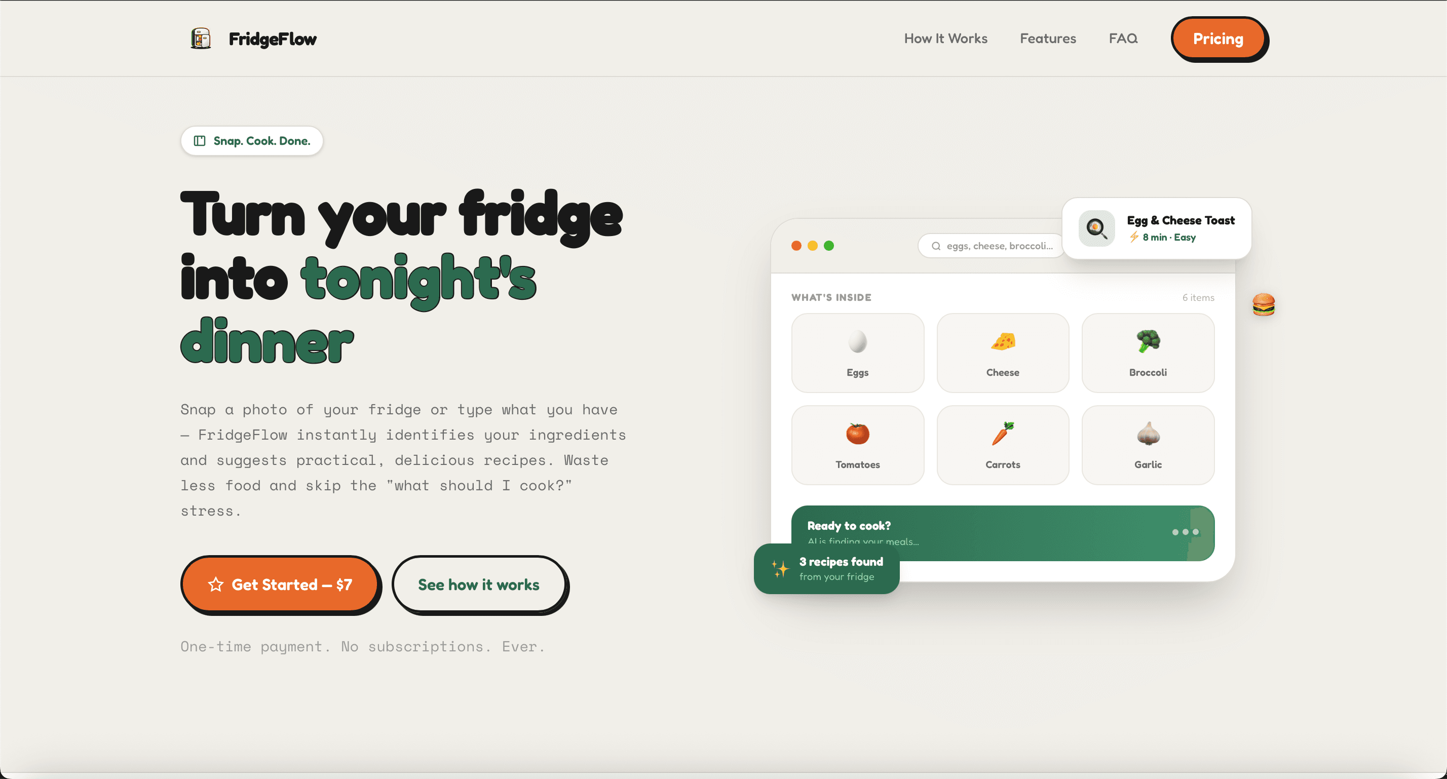 FridgeFlow recipe generator