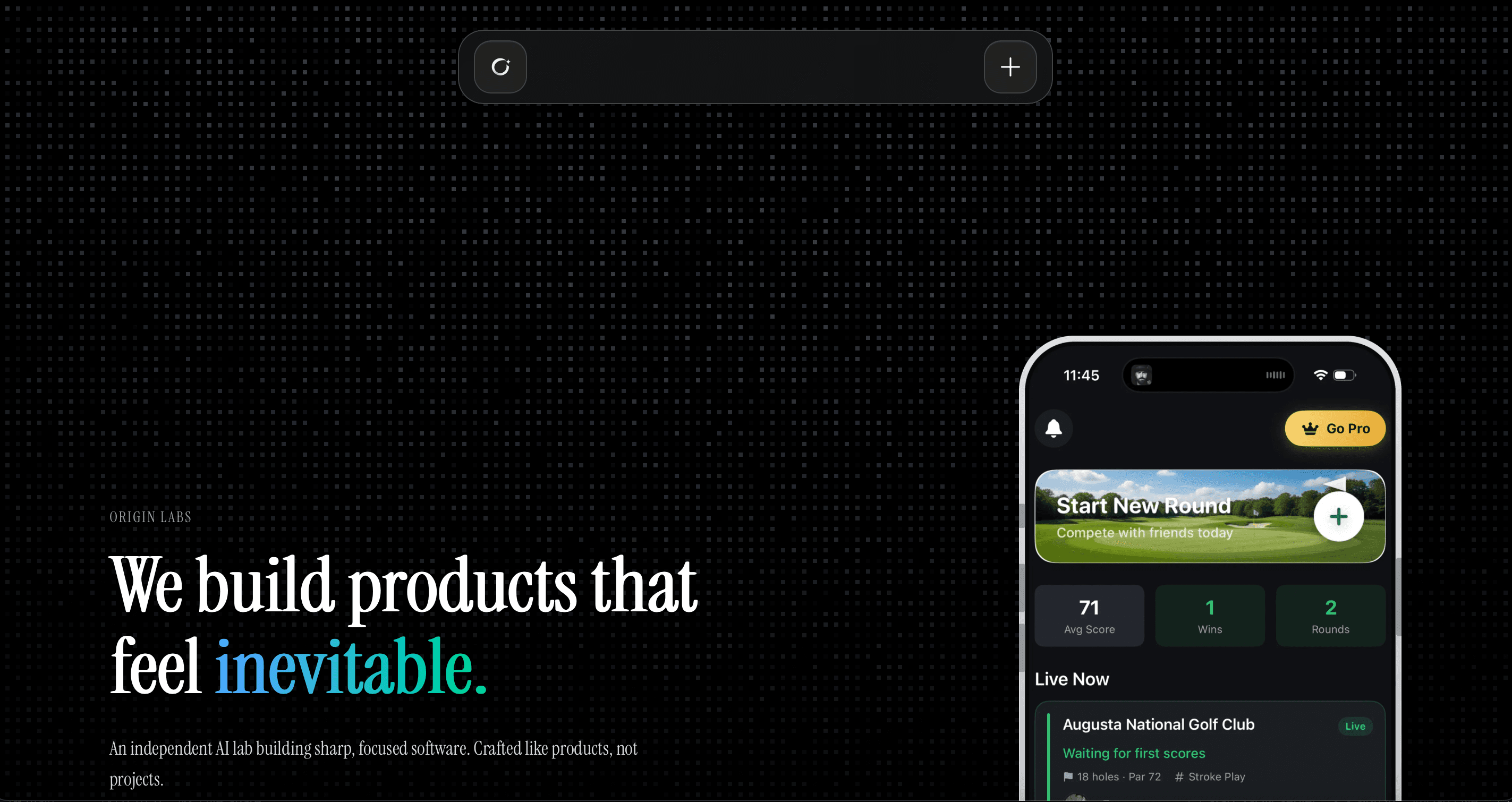 OriginLabs studio landing page
